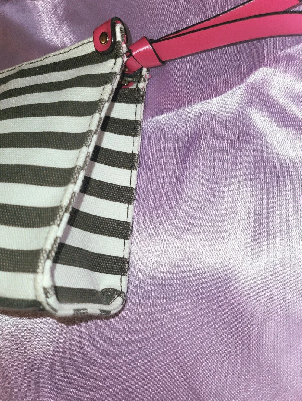 JL Initials - Henri Bendel Striped Canvas Cosmetic Bag